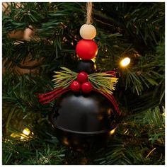 an ornament hanging from a christmas tree