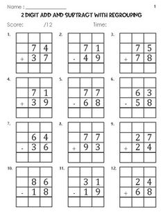 two digit and subtract with regroups worksheet for students to practice