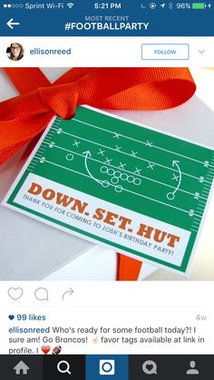 an image of a football party on instagram with the message down set hut