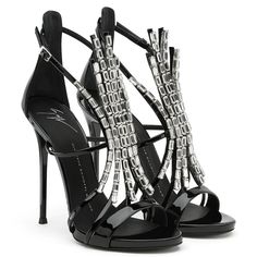 Giuseppe Zanotti Women's Belle Jeweled High Heel Sandal Black Calfskin Leather Height: 4.75 In. (12.07 Cm) Made In Italy Brand New Comes With Original Box And Dust Bag Platform Pumps Heels, Jeweled Heels, Jeweled Shoes, Giuseppe Zanotti Heels, Black Suede Shoes, Zanotti Shoes, Giuseppe Zanotti Shoes, High Heels Sandals, Buckled Heels