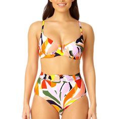 New With Tags Top 36dd/38d Bottom Large Color Palm Party 82% Nylon 18% Spandex V-Wire Bikini Adjustable Straps Removable Cups Underwire For Extra Support Adjustable Back Straps Adjustable Back Clasp V Detailing In Front High Waist High Rise Full Coverage Belt With Ring Detail In The Center Front Orange Underwire Swimwear For The Beach, Multicolor Underwire Swimwear With Built-in Bra, Multicolor Swimwear With Removable Bra Pads For Pool, Orange Underwire Swimwear For Beachwear, Orange Underwire Beachwear Swimwear, Multicolor Underwire Swimwear With Removable Bra Pads, Orange Underwire Swimwear For Pool, Orange Triangle Top Swimwear With Built-in Bra, Orange Swimwear With Adjustable Straps For Pool