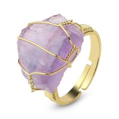 Crystal Wire Wrapped Ring, Healing Crystal Ring, Raw Crystal Ring, Amethyst Healing, Wire Wrapping Crystals, Daily Jewelry, Bagan, Wire Wrapped Rings, Copper Metal