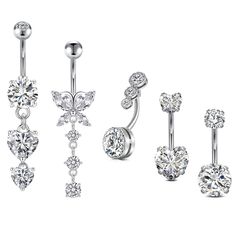 PRICES MAY VARY. Package: 5pcs pack of surgical steel Belly Rings in different styles Material: Hypoallergenic and nickel free Hypoallergenic Surgical Stainless Steel, completely non-corrosive Gauge: 14G(1.6mm); Bar Length: 10mm(3/8 Inch); normal size for most people Feature: Special polished on both of the surface and the ends (not bluntly cut edges), smooth and comfortable during insertion and wear Using: These belly button rings can be use as belly button piercing, navel piercing. Great gift Piercing Navel, Gold Belly Button Rings, Navel Piercing Jewelry, Belly Button Piercing Jewelry, Button Piercing, Body Jewelry Piercing, Navel Piercing, Button Rings, Belly Button Ring