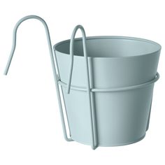 a white bucket with two handles and a handle on the side, in front of a white background