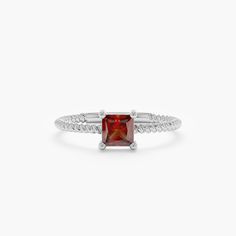 White Gold Prong Set Garnet Ring Garnet Ring, White Gift Boxes, Garnet Rings, Color Ring, Gold Set, Love A, Ring Set, Prong Setting, Ring Sets