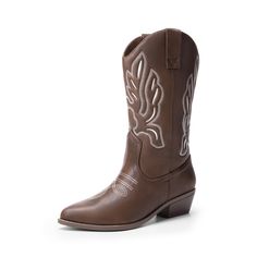 PRICES MAY VARY. 1.37-Inch Heel: These women’s Western boots elevate your look with the comfortable heel, providing a stylish lift without compromising comfort. These boots are ideal for adding just the right amount of height to your Western ensemble. Classic Western Design: Embrace timeless Western charm with the pointed toe and embroidered detailing. These cowgirl boots capture the essence of the Wild West with eye-catching patterns that enhance your unique style. Comfortable Interior: Enjoy c Women's Cowboy Boots, Boots Mid Calf, Barn Dance, Style Comfortable, The Wild West, Western Design, Cowboy Boots Women, Comfortable Heels, Mid Calf Boots