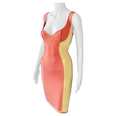 Azzedine Alaia S/S 1991 Vintage Bustier Plunged Décolleté Color Block Bodycon Mini Dress Size M Vintage Bustier, Azzedine Alaïa, Slim Aarons, Azzedine Alaia, Dress Images, Sport Dress, Bustier Top, Bustiers, Vintage Sports