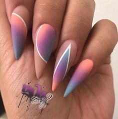 Pastel Nail Art, Ombre Nail Art Designs, Nails 2018, Stiletto Nail Art, Nail Art Ombre, Nails Polish, Nail Swag