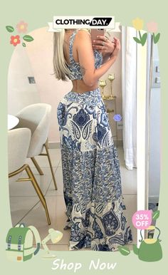 Sexy Bohemian Print Backless V Neck Printed Dress Dresses Bohemian Print, Printed Dress, Print Dress, Shop Now, V Neck, Dresses, Clothes