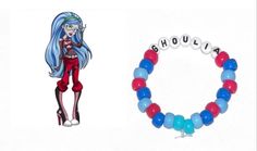 1 Ghoulia Monster High bracelet! Monster High Bracelets, Monster High Bracelet, Ghoulia Monster High, Diy Jewlery, Kandi Bracelets, Room Stuff, Bracelet Ideas, Diy For Girls, Disney Princesses