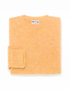 Shaggy Dog Sweater Yellow - Classic Fit | Men's Sweaters Classic Yellow Sweater For Fall, Yellow Wool Winter Sweater, Classic Long Sleeve Mohair Sweater, Mustard Fitted Crew Neck Sweater, Shaggy Dog, Corduroy Sport Coat, Suits Dress, Men's Sweaters, Shetland Wool