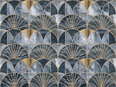 an art deco style wallpaper with fan shapes