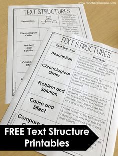 text structure worksheet with two pictures on it