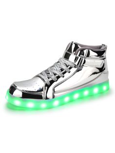 B-silver Glamorous,Funky,Fashionable Collar  PU Leather  Skate Shoes Embellished   Women Shoes Couples Dancing, Led Shoes, Light Up Shoes, Dancing Shoes, Casual Sneakers Women, Couple Dancing, Car Charger, Water Shoes, Up Shoes