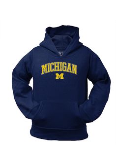 Those cold nights at the game won't keep your little Michigan fan from cheering on the team in Michigan Wolverines Long Sleeve Hoodie! Give them this Michigan Wolverines Youth Navy Blue Parker Game Day Hooded Sweatshirt to keep warm in the stands. This Wolverines Long Sleeve Hoodie features a screen print team graphic. Michigan Clothes, U Michigan, Michigan Apparel, Michigan Hoodie, Michigan Sweatshirt, Hockey Hoodie, Cold Nights, Michigan Wolverines, Fit Ideas