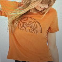 Size: Xs Color: Pumpkin Fun Orange Top For Spring, Orange Summer T-shirt For Everyday, Retro Summer Tops With Slogan, Retro Slogan Tops For Summer, Retro Slogan Summer Tops, Casual Orange Tops With Graphic Print, Casual Orange Top With Graphic Print, Trendy Orange Crew Neck Top, Summer Orange Tops With Slogan