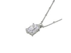 Vanna K™ For Bella Luce® white diamond simulant 2.91ctw rectangle and round, Platineve® pendant with chain. Pendant measures approximately 0.58"L x 0.28"W. Includes an 18" rolo chain with a lobster claw closure and a 2" extender. The diamond equivalent weight is 1.76ctw. Formal Diamond Cut Necklace With Rectangular Pendant, Elegant Rectangular Diamond Cut Necklace, Classic Rectangular Diamond Necklace, Elegant White Gold Diamond Necklace With Rectangular Shape, Formal White Gold Diamond Necklace With Rectangular Pendant, Rectangular White Gold Diamond Necklace For Formal Events, Elegant Rectangular White Gold Diamond Necklace, Formal Rectangular White Gold Diamond Necklace, Silver Solitaire Necklace With Emerald Cut Diamond Accents