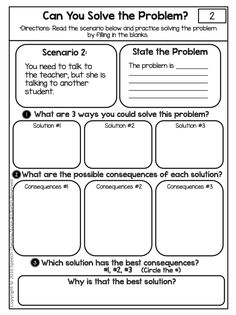 the problem worksheet for students to solve problems