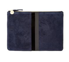 Greta flat clutch- navy suede clutch, classic hand bag by Clare V. Shop Emry Boutique Seattle Striped Flats, Suede Clutch, Clare V, Large Handbags, Small Wallet, New Bag