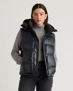 Responsible Down Puffer Vest Types Of Weather, Heather Brown, Black Puffer Vest, Natural Contour, Silk Cami, Quarter Zip Sweater, Black Puffer, Extra Room, Just Run