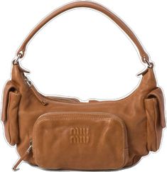 Auburn Brown, Shoulder Bag Brown, Pocket Top, Embossed Logo, Nappa Leather, Embossed Leather, Miu Miu, Leather Shoulder Bag, Fashion Branding