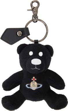 Graphic terrycloth keychain in black. · Keyring and grained leather tab at top · Lobster-clasp fastening · Logo graphic embroidered at face · Logo-engraved silver-tone hardware · H6 x W5 x D1.75 Supplier color: Black Vivienne Westwood Keychain, Teddy Keychain, Y2k Keychain, Keychain Aesthetic, Black Keychain, Diy Acne, Bag Keychain, Unique Keychains, Face Logo