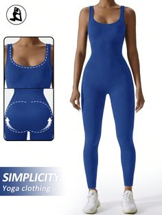 1pc Seamless High Elasticity Solid Color Yoga Fitness Jumpsuit For Push-Up Exercises Blue   Sleeveless Knitted Fabric Plain,Tie Dye Jumpsuit High Stretch All Women Activewear, size features are:Bust: ,Length: ,Sleeve Length: Blue Sleeveless Seamless Bodysuit, Blue Stretch Sleeveless Jumpsuits And Rompers, Blue Sleeveless Stretch Jumpsuits And Rompers, Blue Sleeveless Stretch Jumpsuit And Romper, Blue Stretch Sleeveless Jumpsuit, Seamless Stretch Sleeveless Bodysuit, Sleeveless Stretch Seamless Bodysuit, Blue High Stretch Sleeveless Bodysuit, Blue High-stretch Sleeveless Bodysuit