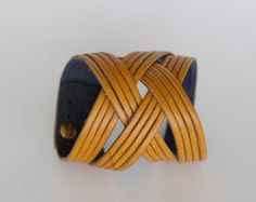 Mustard Yellow Leather Bracelet Free Shipping the by Rimanchik Metal Post, Red Watch, Cricut Creations, Yellow Leather, Leather Cuffs, Handcrafted Leather, Mustard Yellow, Silver Watch, Accent Pieces