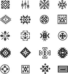 different geometric designs are shown in black and white