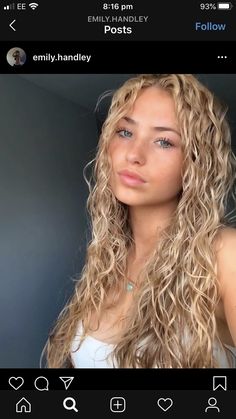 Blonde Hair Inspiration Curly, Curly Hair Styles Blonde, Dyed Curly Blonde Hair, Blonde Hair Wavy Natural, Natural Blonde Curls, Permed Blonde Hair