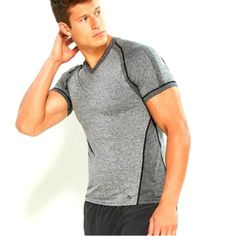 Blanc Noir Seamless Neo T-Shirt Pullover Styling V-Neck Short Sleeve Seamless Lightweight Colorblock Pattern Fabric: 65% Nylon, 35% Polyester Color: Heather Gray Size: Small Nwt - New W/ Tags, But Some Discoloration On Tag B6 Approx Flat Lay Measurements: Pit To Pit: 16” Length: 24.5” Don’t Have A Poshmark Account Yet? Sign Up And Get $10 Off Your First Purchase With My Invitation Code: Shopatangies Sporty Gray T-shirt For Running, Gray Stretch Sporty Tops, Gray Athleisure T-shirt For Running, Sporty Gray Stretch Tops, Breathable Stretch V-neck Activewear, Black V-neck Sportswear Top, Black V-neck Top For Sportswear, Gray Breathable T-shirt For Workout, Breathable Stretch V-neck Top