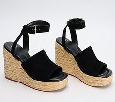 Whoa, Nelly! Fast track your footwear collection for summer savvy style with these espadrille wedges that are ready and willing to elevate your warm-weather wardrobe. From Marc Fisher LTD. Marc Fisher, Espadrilles Wedges, Wedge Heels, Warm Weather, Open Toe, Espadrilles, Leather Upper, Wedges, Fashion Shoes