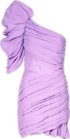 Purple Asymmetrical Evening Dress, Asymmetrical Purple Evening Dress, Purple Draped Evening Dress, Purple Ruched Mini Dress For Cocktail, Lavender Ruched Dress For Party, Elegant Lavender Mini Dress For Evening, Chic Lavender Mini Dress For Formal Events, Draped Purple Evening Dresses, Elegant Lavender Mini Dress For Party