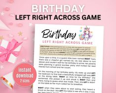 a birthday card with the words, let right across game and an image of a unicorn on it