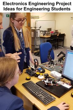 two girls looking at a computer screen with the caption electronics engineering project ideas for engineering students