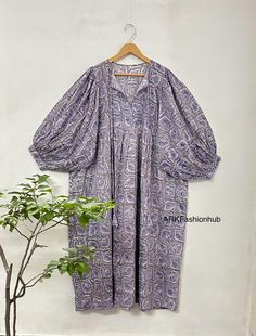 Indian Hand Block Printed Cotton Dress, Beautiful Dress, Comfortable Maxi Dress, Bohemian Dress, Hippie Dress, Floral Animal Bird Print Dress, Vintage Gown Dress, Unique Women Dress, Women Wear Stylish Summer Dress, Evening Dress, Comfortable Dress,  Indian Artisan Dress, Handmade Dress, Traditional Dress, Vegetable Dye, Natural Dye, Wooden Dye, Mini Midi Dress, Easy Wear Dress, Soft Cotton Dress, Gifts For Her Wearing This Hand Block Print Beautiful Dress, Which is Made Of Soft Pure Cotton Gauz Printed Cotton Purple Dresses, Purple Printed Cotton Dress, Traditional Patterned Tunic Dress, Purple Cotton Printed Dresses, Traditional Purple Floral Print Dress, Traditional Purple Dress With Printed Motifs, Bohemian Patterned Dresses With Printed Motifs, Bohemian Purple Tunic Dress, Purple Bohemian Tunic Dress