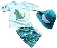 PRICES MAY VARY. Polyester and Spandex 进口 Drawstring closure Machine Wash Baby and Toddler Boys' 3-Piece Swimsuit Set Kids Bathing Suit Swimwear with Hat Surfing Suit UPF 50+ FBA
 Super cute and convenient swimwear for boys will make it a ideal for boys swim lesson and beach fun.
 Great for summer surfing, diving, swimming, beach holidays, Sunbath, etc.
 
 Features:
 Material:82% Polyester + 18% Spandex.
 100% brand new and high quality.
 Fit for 9M-5 years old baby toddler kid boys.
 Super soft Baby Boy Swimwear, Toddler Swimsuits, Swim Cap, Swimsuit Fabric, Rashguard Swimsuit, Water Retention, Boys Swimwear, Swimwear Sets, Boys Swim