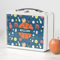 Cute Modern Sports Champion Personalized Kids Blue Metal Lunch Box