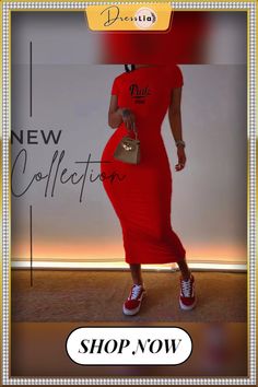 Casual Short Sleeve High Waist Bodycon Maxi Dress Casual Bodycon Sheath Dress, Casual Sheath Bodycon Dress, Casual Red Short Sleeve Bodycon Dress, Casual Red Bodycon Dress With Short Sleeves, Casual Sheath Bodycon Dress For Night Out, Casual Sheath Bodycon Dress For Date Night, Bodycon Maxi Dress, Bodycon Maxi Dresses, Dresses By Length