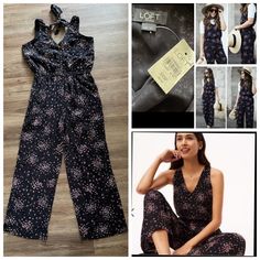 Ann Taylor Loft Black Petaled Tie Back Floral Jumpsuit. Size Xxsp Fits Like A Xs Or Even A Size Small New With Tags. Spring Night Out Printed Jumpsuits And Rompers, Casual Pink Jumpsuits And Rompers For Date Night, Trendy Black Printed Jumpsuits And Rompers, Casual Pink Jumpsuits For Date Night, Spring Jumpsuits, Red Floral Print Jumpsuit With V-neck, Plus Jumpsuit, Wrap Romper, Strapless Jumpsuit