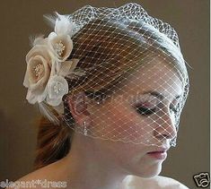 a woman wearing a veil with flowers on it