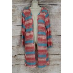 Les Amis Women's Sz Medium Open Knit Striped Kimono Duster Cardigan Sweater Pink Product Details Approx. Measurements: -Sleeve Length: 23" -Pit To Pit: 19" (Left To Right) -Length: 39" Side Pockets Condition New Without Tags Seller Notes “Measurements In Description” Outer Shell Material 78% Polyester 22% Spandex Pattern Striped Jacket/Coat Length Mid-Length Sleeve Length Long Sleeve Occasion Casual Garment Care Machine Washable Size M Color Pink Fabric Type Knit Vintage No Brand Les Amis Fit Re Casual Pink One-size Cardigan, Striped Kimono, Duster Cardigan Sweater, Kimono Duster, Duster Cardigan, Striped Jacket, Open Knit, Pink Fabric, Summer Winter