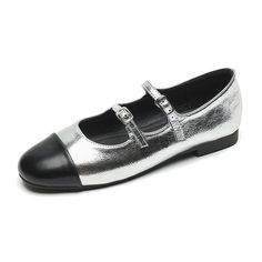 French Style Mary Jane Shoes for Women Flat Shoes – Dresslittly Trendy Slip-on Flats With Round Toe, Elegant Ballet Flats With Textured Sole And Round Toe, Trendy Flats With Leather Sole And Round Toe, Casual Spring Flats With Metal Feet, Flat Sneakers With Leather Sole For Spring, Spring Flat Sneakers With Leather Sole, Trendy Leather Ballet Flats With Round Toe, Classic Silver Flats With Round Toe, Silver Ballet Flats With Round Toe For Spring