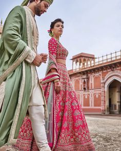 Groom Indian Wedding Outfits, Pink Bridal Lehenga, Indian Groom Dress, Groom Dress Men, Wedding Outfits For Groom, Indian Groom Wear, Bride And Groom Outfits, Wedding Lehenga Designs, Anita Dongre