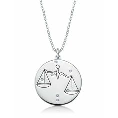 SKU: 9012121N18CZ-L $95.00 18" adjustable necklace finished in Pure Platinum . Libra is the Zodiac sign of those born from September 23 to October 22. The medallion is 3/4" in diameter.925 Precious Sterling Silver Available in Pure Platinum Finish or 18Kt Gold Finish Finished In Pure Platinum or 18kt yellow gold 0.05 Carat Total Weight Carat total weight based on Diamond equivalent Handset with Flawless Cubic Zirconia Dimensions: 18mm Long X 18mm Wide 100% Hypoallergenic Lifetime Warranty Includ Sterling Silver Zodiac Jewelry In White Gold, Symbolic Sterling Silver Necklace With Adjustable Chain, Sterling Silver Zodiac Sign Jewelry For Anniversary, Silver Zodiac Sign Jewelry For Anniversary, Symbolic Silver Necklace With Adjustable Chain, Symbolic Necklaces With Adjustable Chain For Anniversary, Symbolic Necklace With Adjustable Chain For Anniversary, Symbolic Anniversary Necklace With Adjustable Chain, Engraved White Gold Adjustable Necklace