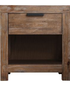 an old wooden table with one drawer open