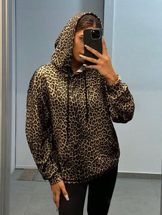 Caqui Casual Collar manga larga Tela tejida Estampado de Leopardo,Estampado Integral,Estampado en Textura Pullovers Embellished Elástico Alto Maternity Bag, Long Sleeve Knit, All Fashion, Women Clothing, Sweatshirts Women, Sweat Shirt, Hooded Sweatshirts, Leopard Print, Length Sleeve