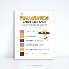 a halloween candy dice game is shown with the instructions to make it easy and fun