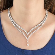 H/SI Pear Marquise Diamond Necklace 14k White Gold Anniversary Gift 20.30 Ct. Diamond Neckless, Marquise Diamond Necklace, Modern Necklace Design, Diamond Necklace Simple, Real Diamond Necklace, Neck Pieces Jewelry, Retail Windows, Diamonds Necklace, Halloween Necklace