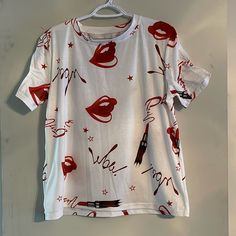 Brand New W No Tags Size Xl Lips Color, Lips Shirt, Red Lips, Lip Colors, Lady In Red, Red White, Red And White, Lips, Womens Tops